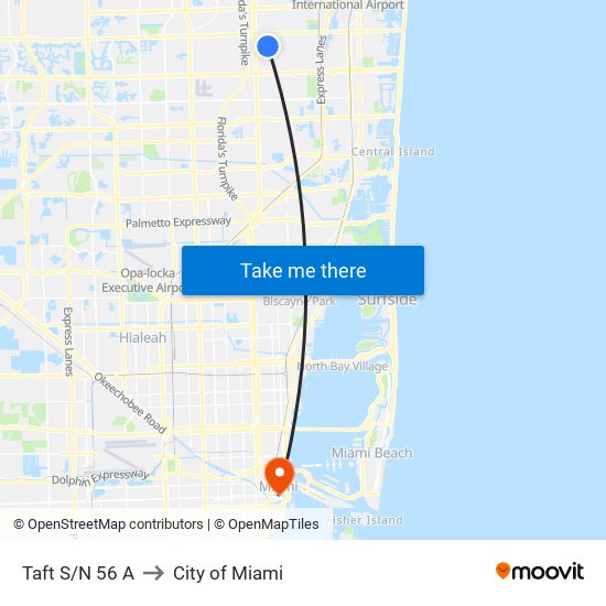 Taft S/N 56 A to City of Miami map