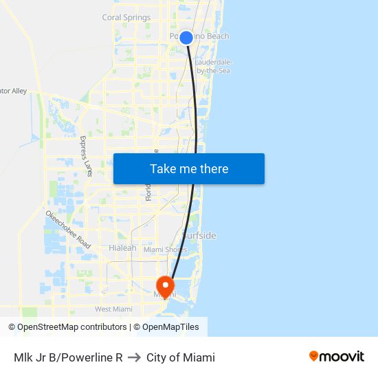 Mlk Jr B/Powerline R to City of Miami map