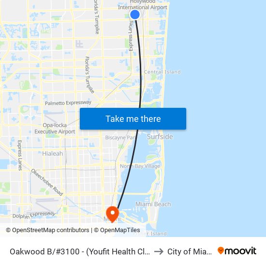 OAKWOOD B/#3100 - (YOUFIT HEALTH CLUB) to City of Miami map