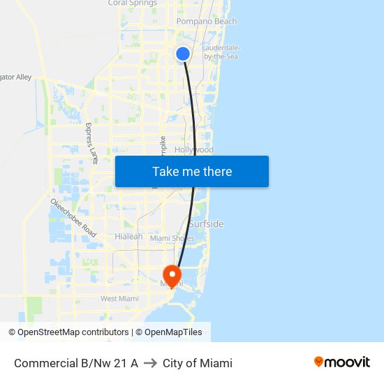 Commercial B/Nw 21 A to City of Miami map