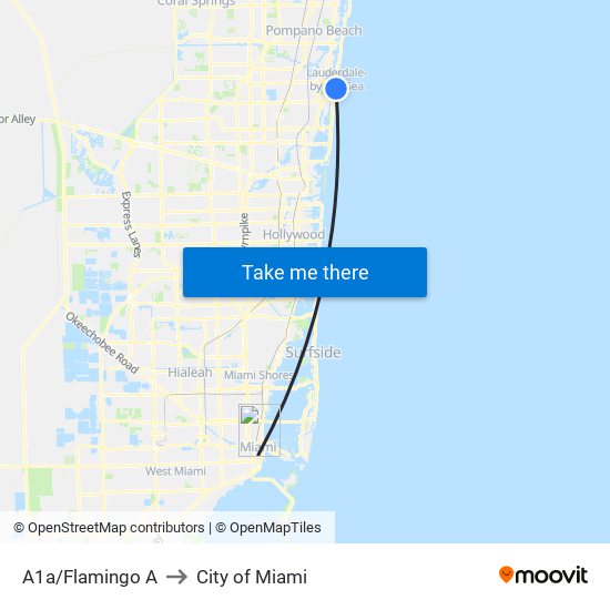 A1a/Flamingo A to City of Miami map