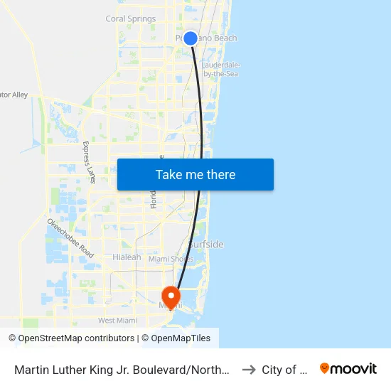 Martin Luther King Jr. Boulevard/Northwest 24th Avenue to City of Miami map