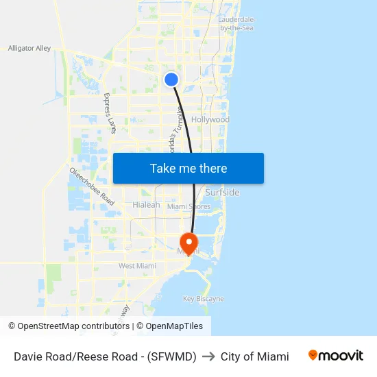 Davie Road/Reese Road - (SFWMD) to City of Miami map