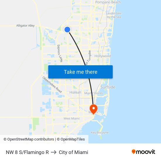 NW 8 S/Flamingo R to City of Miami map