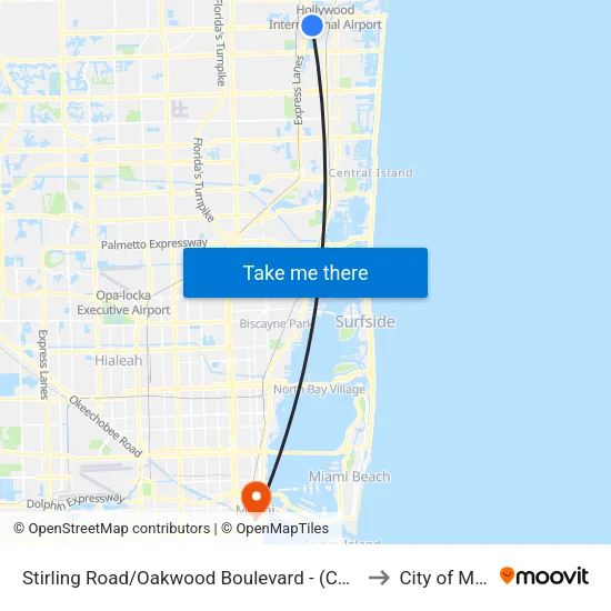 Stirling Road/Oakwood Boulevard - (Comfort Inn) to City of Miami map