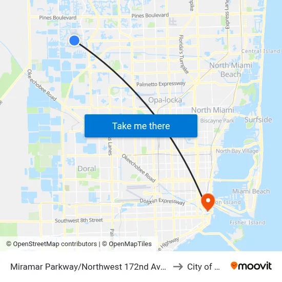 Miramar Parkway/Northwest 172nd Avenue - (Target) to City of Miami map