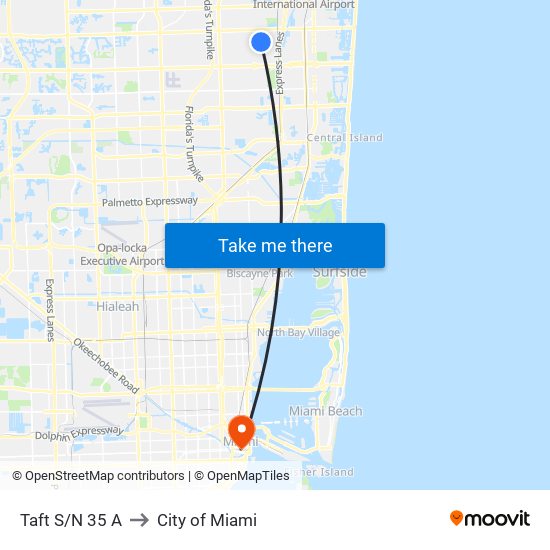 Taft S/N 35 A to City of Miami map