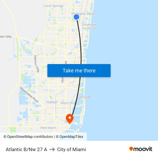 Atlantic B/Nw 27 A to City of Miami map