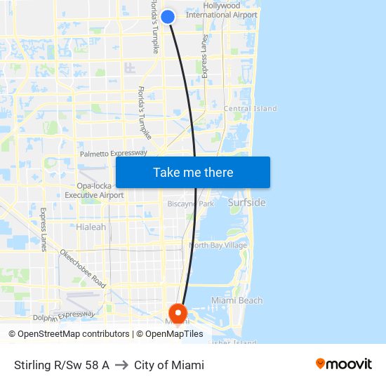 Stirling R/Sw 58 A to City of Miami map