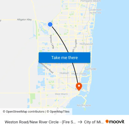 Weston Road/New River Circle - (Fire Station 83) to City of Miami map