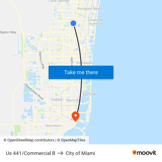 Us 441/Commercial B to City of Miami map
