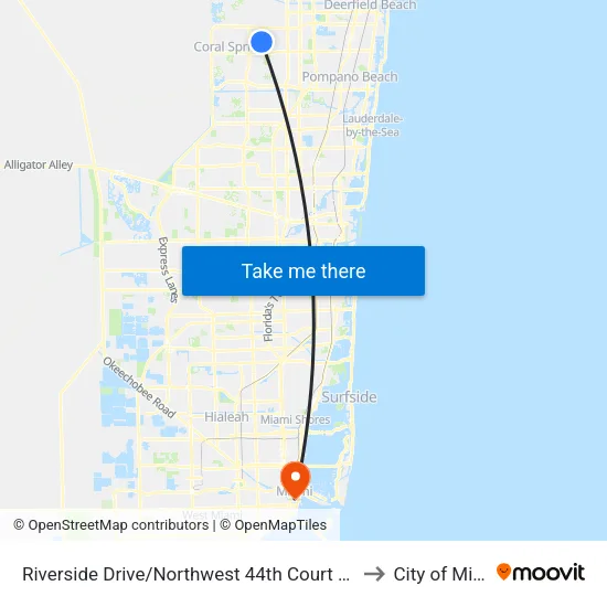 Riverside Drive/Northwest 44th Court - (Publix) to City of Miami map