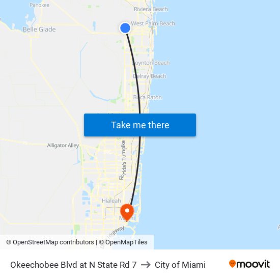 OKEECHOBEE BLVD at N STATE RD 7 to City of Miami map