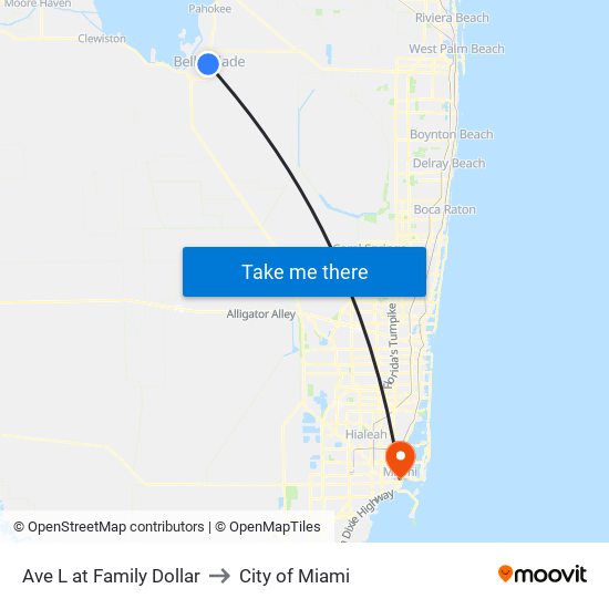 Ave L at Family Dollar to City of Miami map