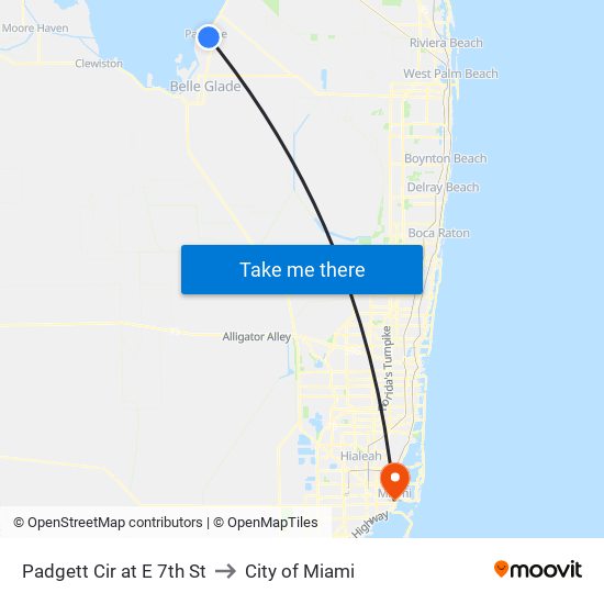 Padgett Cir at E 7th St to City of Miami map