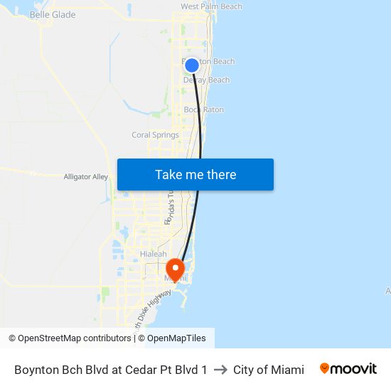Boynton Bch Blvd at Cedar Pt Blvd 1 to City of Miami map