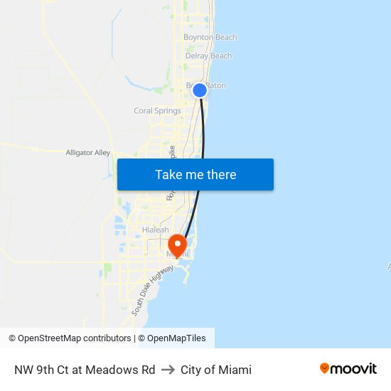 NW 9th Ct at Meadows Rd to City of Miami map