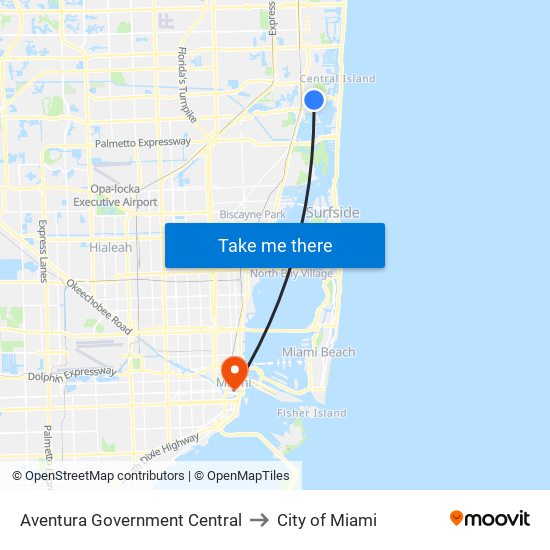 Aventura Government Central to City of Miami map