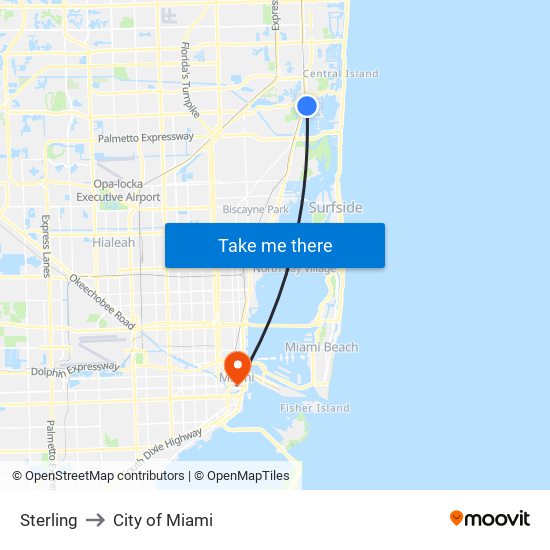 Sterling to City of Miami map