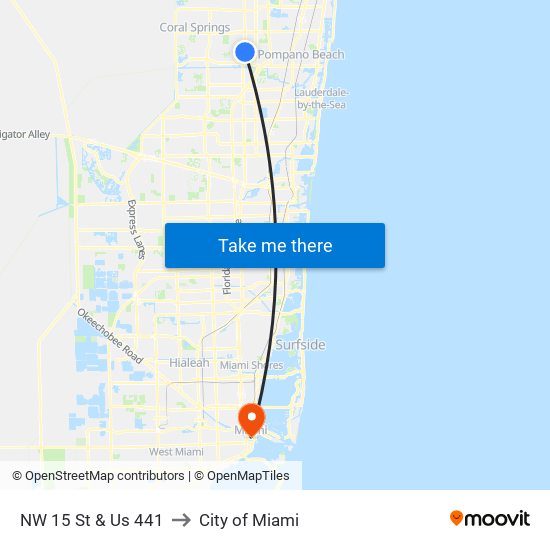 NW 15 St & Us 441 to City of Miami map