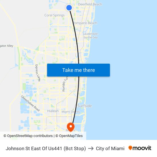 Johnson St East Of Us441 (Bct Stop) to City of Miami map