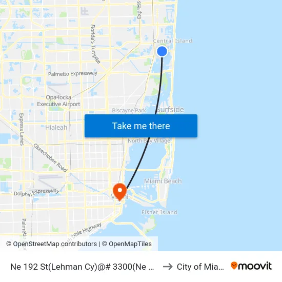 Ne 192 St(Lehman Cy)@# 3300(Ne 191 to City of Miami map