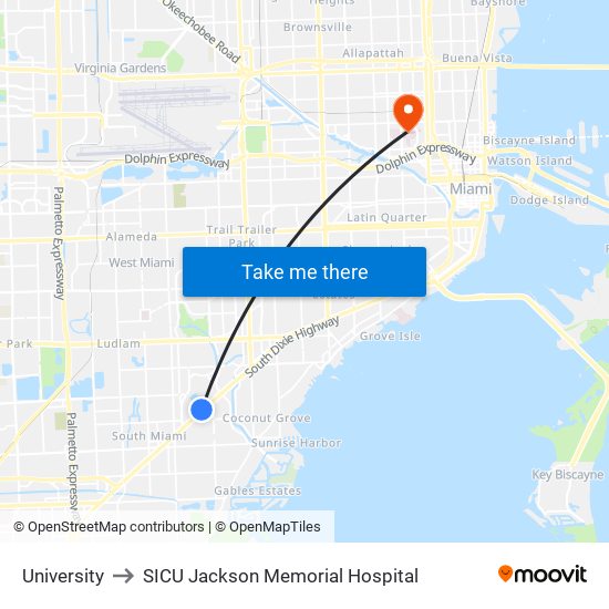 University to SICU Jackson Memorial Hospital map