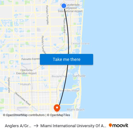 Anglers A/Griffin R to Miami International University Of Art & Design map