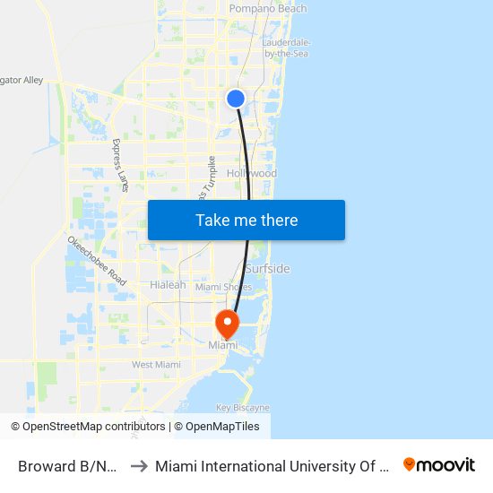 Broward B/Nw 24 A to Miami International University Of Art & Design map