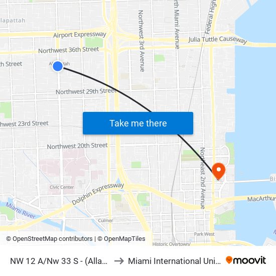 NW 12 A/Nw 33 S - (Allapattah Metrorail Station) to Miami International University Of Art & Design map