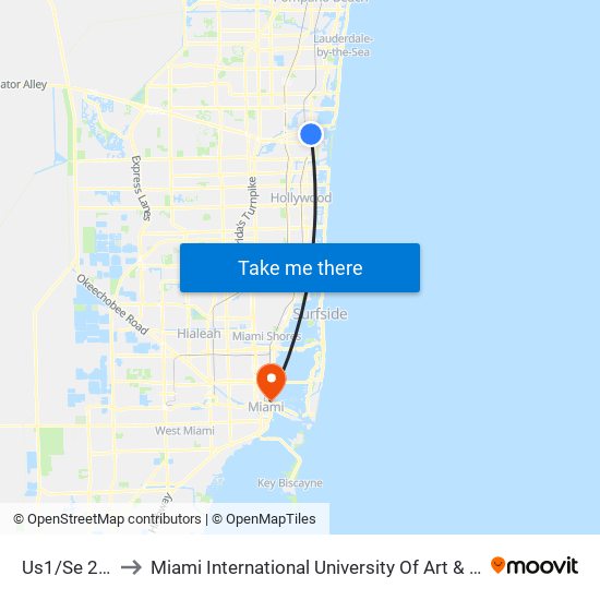 Us1/Se 26 S to Miami International University Of Art & Design map