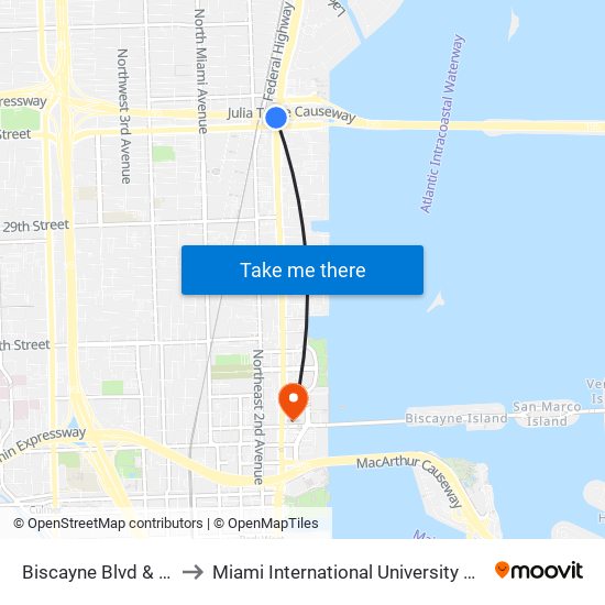 Biscayne Blvd & NE 36 St to Miami International University Of Art & Design map