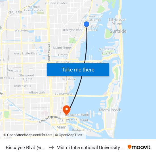 Biscayne Blvd @ NE 123 St to Miami International University Of Art & Design map