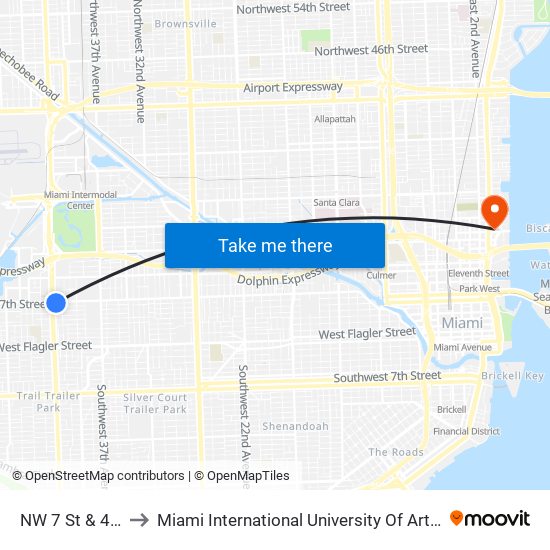 NW 7 St & 42 Av to Miami International University Of Art & Design map