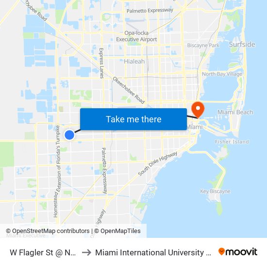 W Flagler St @ NW 107 Av to Miami International University Of Art & Design map