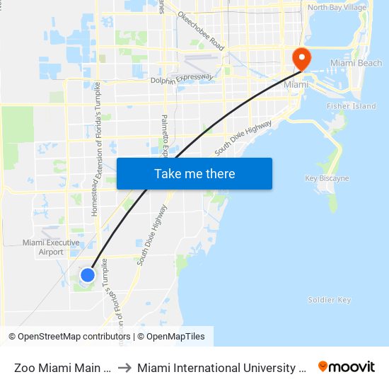 Zoo Miami Main Entrance to Miami International University Of Art & Design map