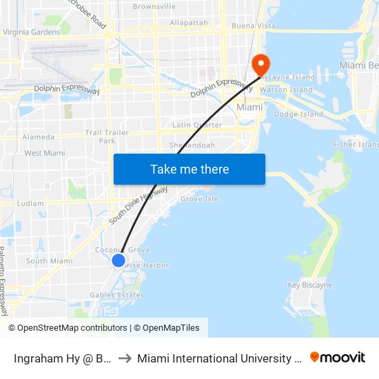 Ingraham Hy @ Brighton Pl to Miami International University Of Art & Design map