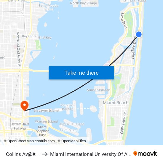 Collins Av@# 5225 to Miami International University Of Art & Design map