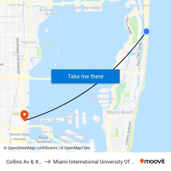 Collins Av & # 5445 to Miami International University Of Art & Design map