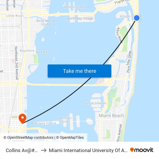 Collins Av@# 6365 to Miami International University Of Art & Design map