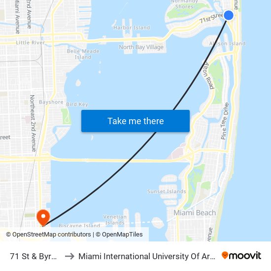 71 St & Byron Av to Miami International University Of Art & Design map