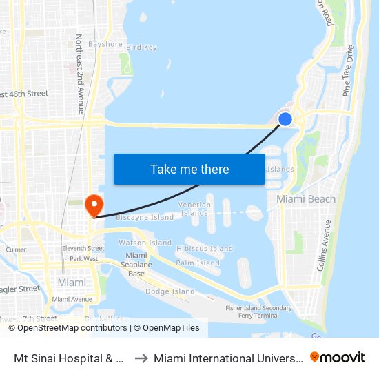 Mt Sinai Hospital & Gumenick Bldg to Miami International University Of Art & Design map