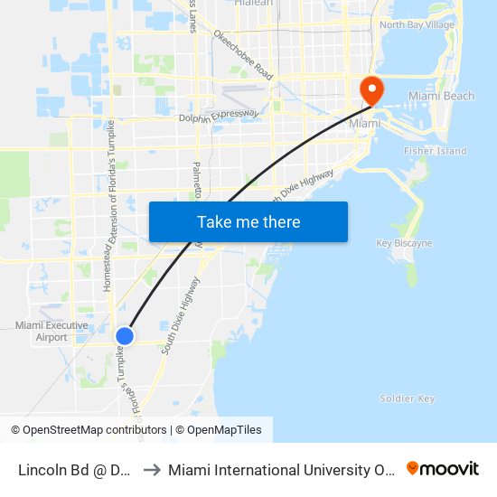 Lincoln Bd @ Dunbar Dr to Miami International University Of Art & Design map