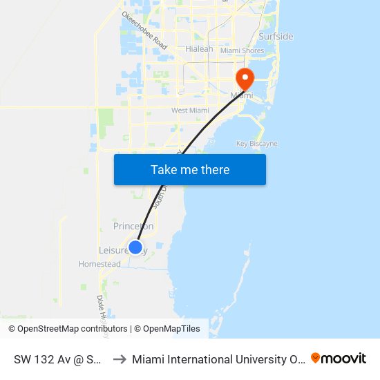 SW 132 Av @ SW 276 Te to Miami International University Of Art & Design map