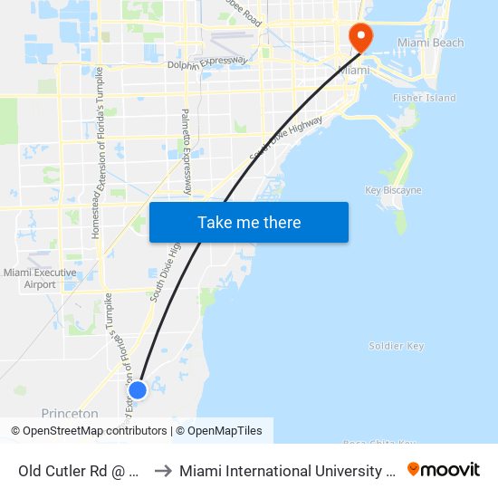 Old Cutler Rd @ SW 224 St to Miami International University Of Art & Design map