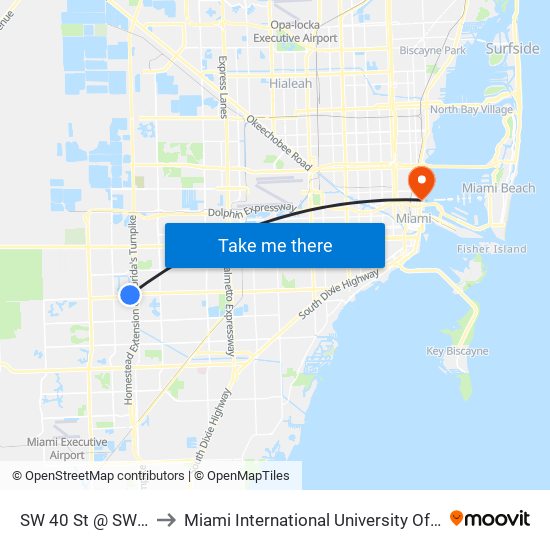 SW 40 St @ SW 119 Ct to Miami International University Of Art & Design map