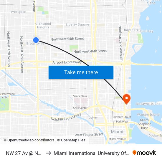 NW 27 Av @ NW 54 St to Miami International University Of Art & Design map