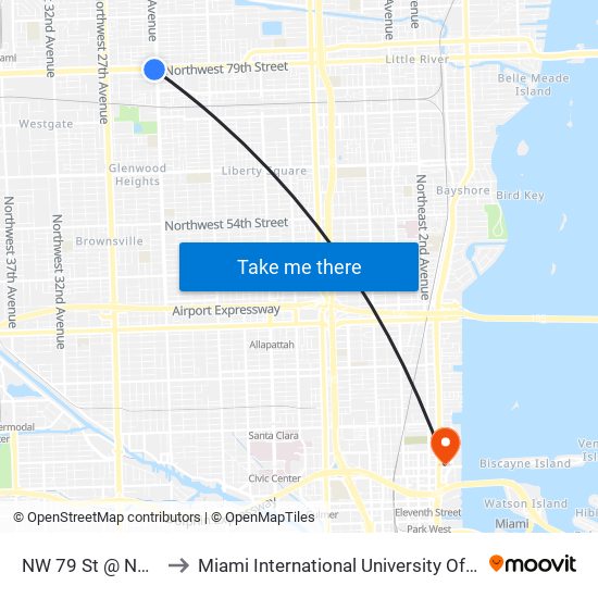 NW 79 St @ NW 22 Av to Miami International University Of Art & Design map