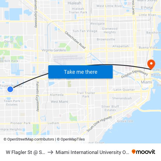 W Flagler St @ SW 97 Av to Miami International University Of Art & Design map