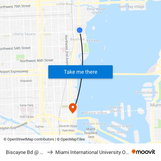 Biscayne Bd @ NE 62 St to Miami International University Of Art & Design map